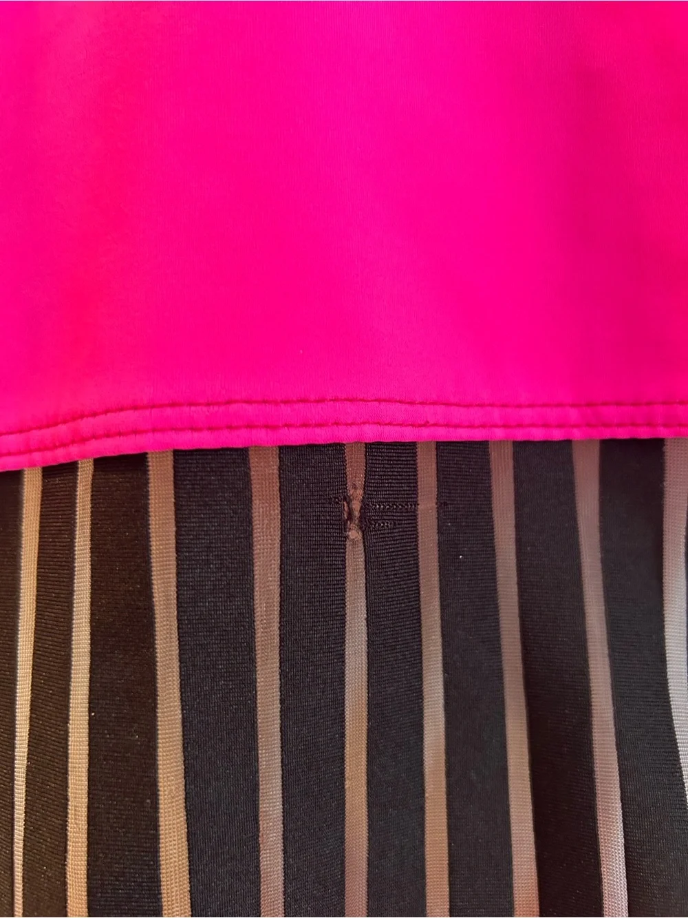Girls' Hot Pink Dance Leotard with Black Mesh Panels - Child’s Large